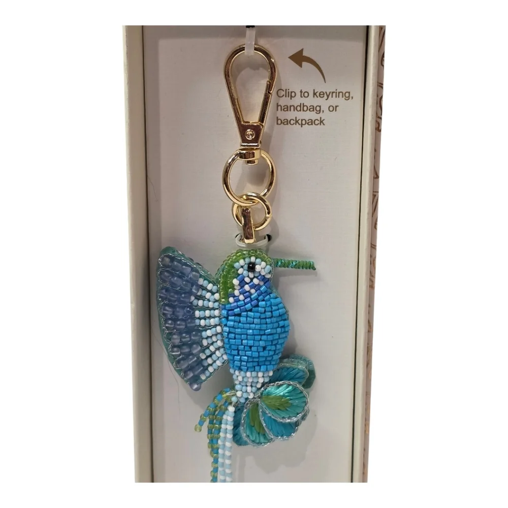 Haute Hippie Beaded Hummingbird Keychain Purse Charm New‎ - Picture 5 of 7